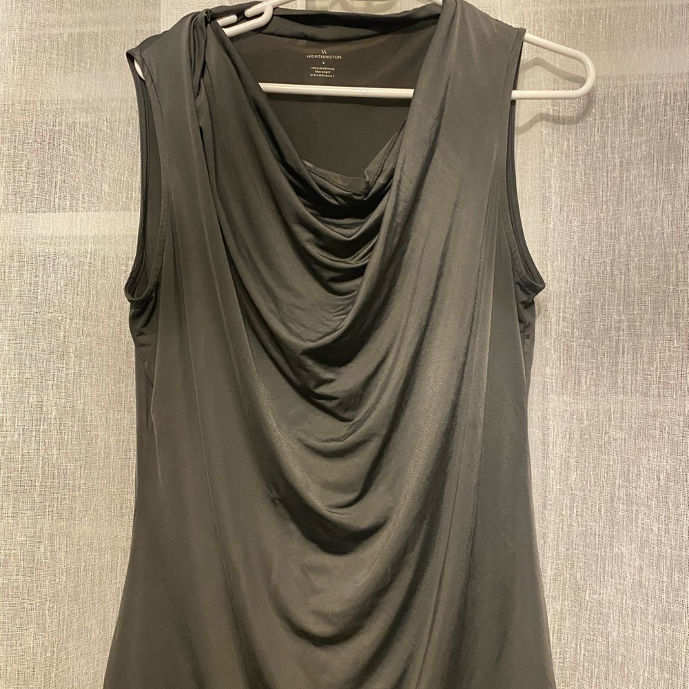 Worthington Cowl Neck Silver Top